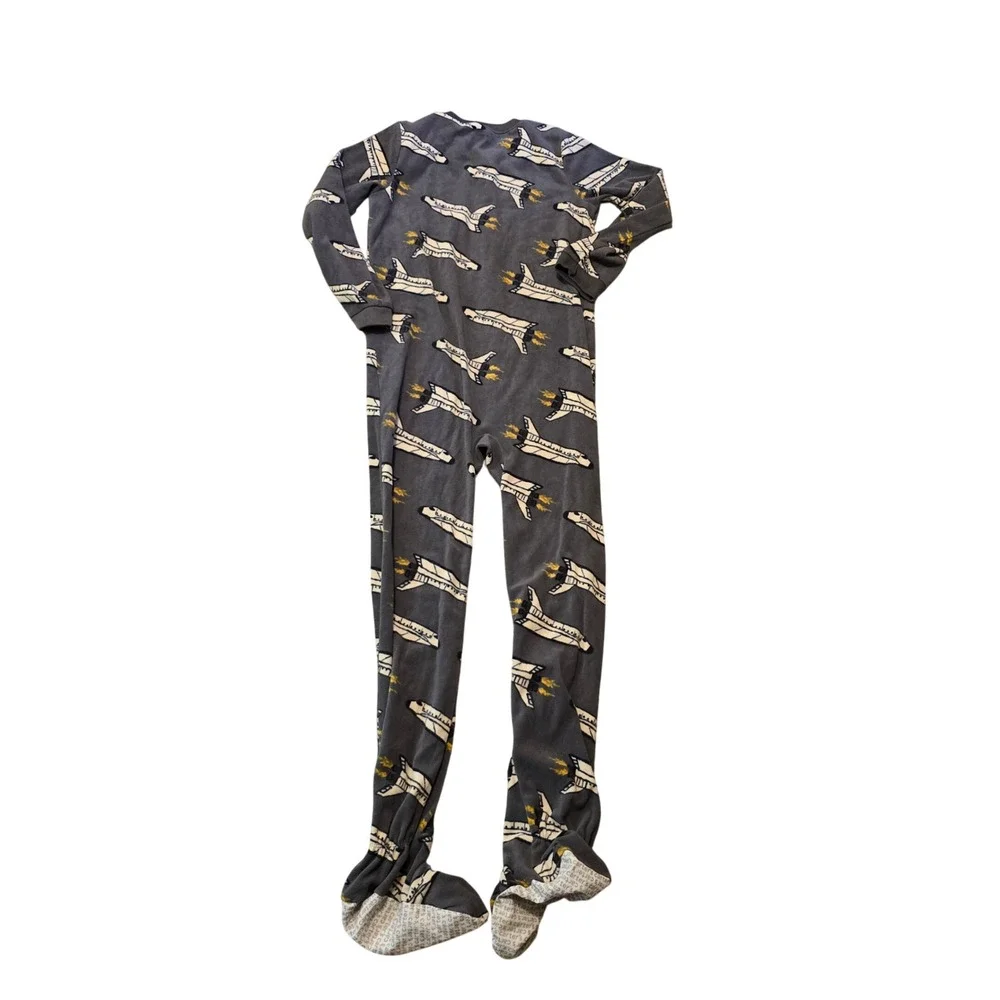 Carters Rocket Ship Print Fleece Long-Sleeve Loose Fit 1-Piece Pajamas Sz 14